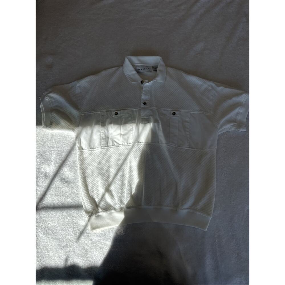 Hukapoo Vintage Men Polo White Pockets Large 70’s 80’s